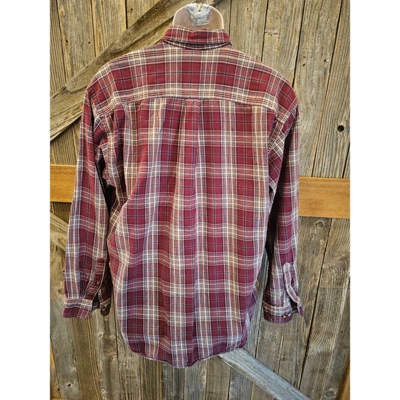 GH bass maroon plaid light flannel button up large L EUC ^* - Picture 3 of 7